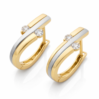 Cercei Aur Bicolor cu Pietre